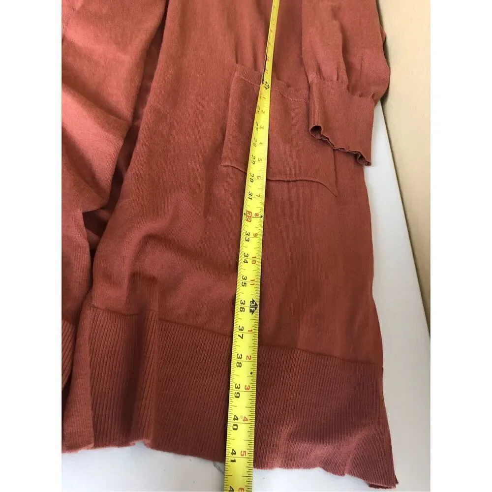 Nine West Open Front Duster Long  Cardigan Sweater Pockets SZ 3X